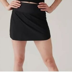 Athleta Black Mini Skirt Run With It Skort 16" Large L NWT